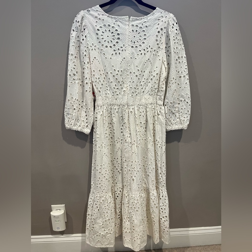 NWT Nordstrom White Eyelet Tiered Midi Dress, size Small - Picture 3 of 9